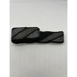 Vintage 80s Black Silver Sequin Beaded Cumberbun Belt Size Medium